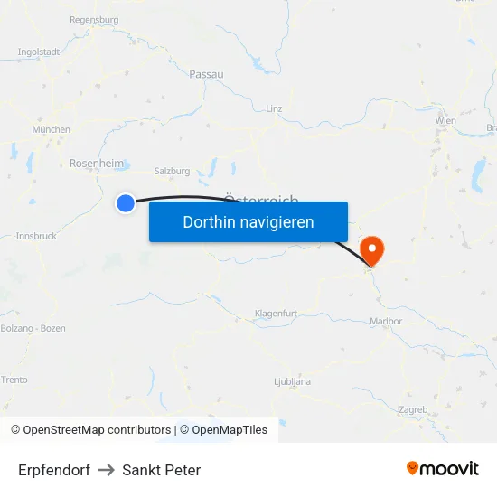 Erpfendorf to Sankt Peter map