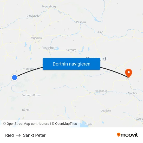 Ried to Sankt Peter map