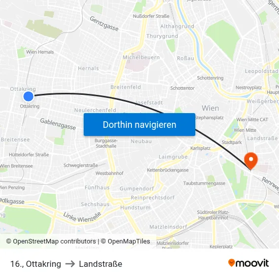 16., Ottakring to Landstraße map
