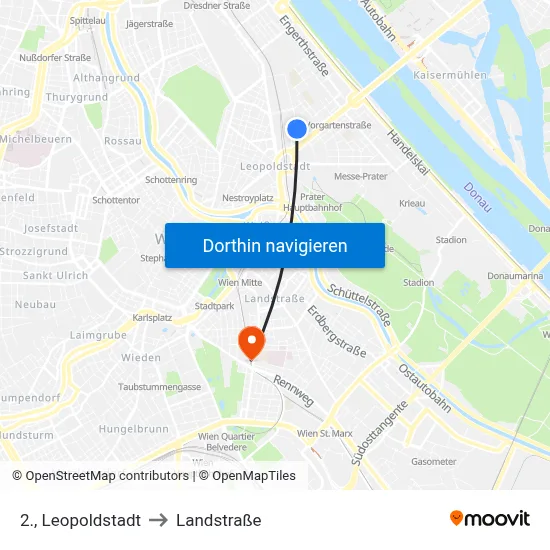 2., Leopoldstadt to Landstraße map
