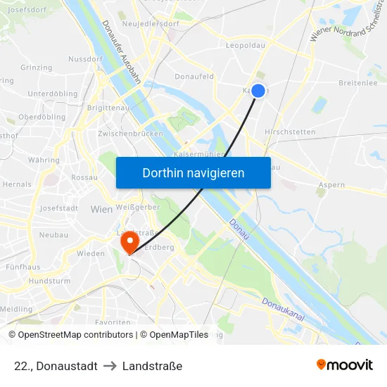 22., Donaustadt to Landstraße map