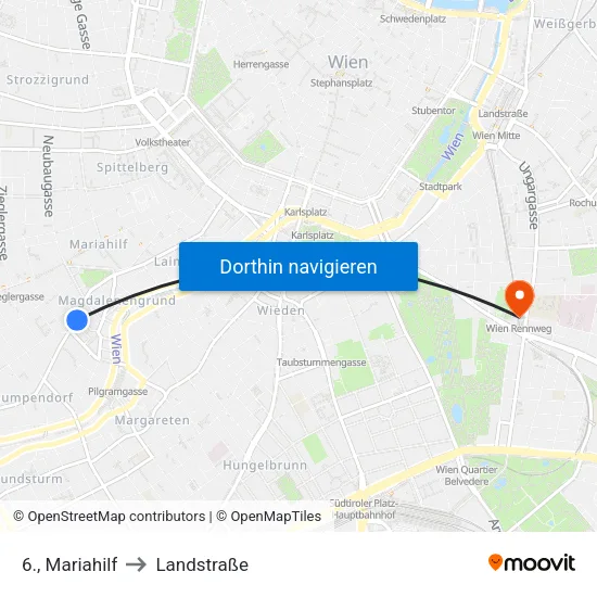 6., Mariahilf to Landstraße map