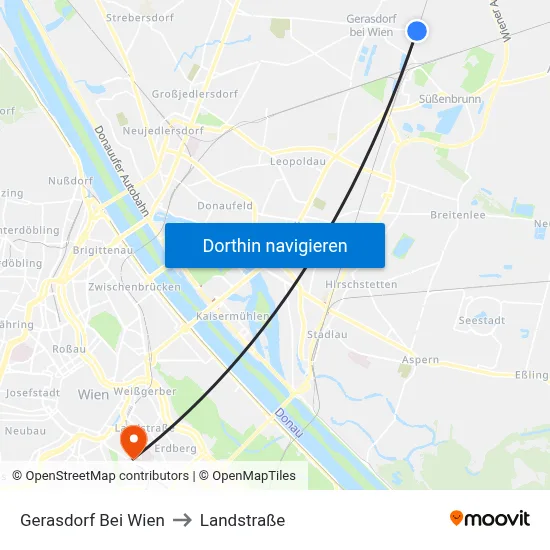 Gerasdorf Bei Wien to Landstraße map