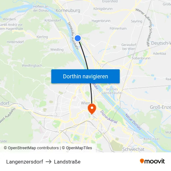 Langenzersdorf to Landstraße map