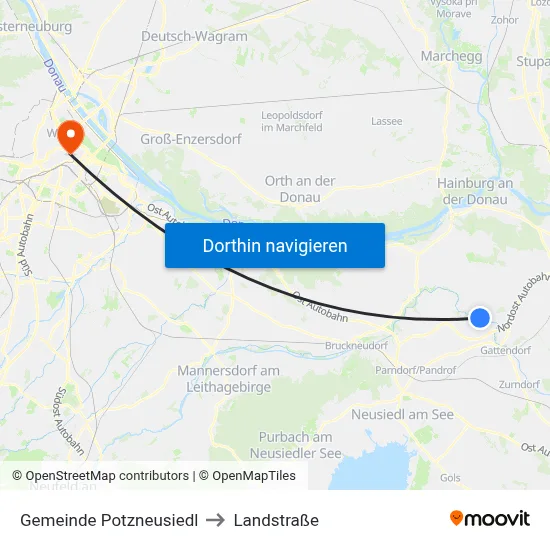 Gemeinde Potzneusiedl to Landstraße map