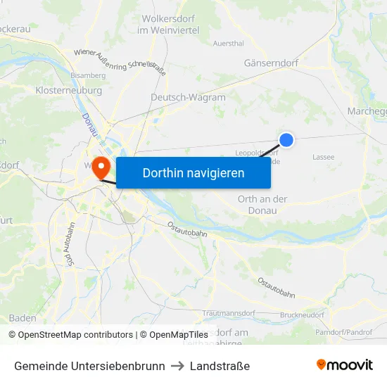 Gemeinde Untersiebenbrunn to Landstraße map