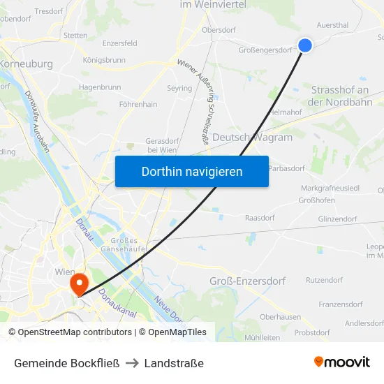 Gemeinde Bockfließ to Landstraße map