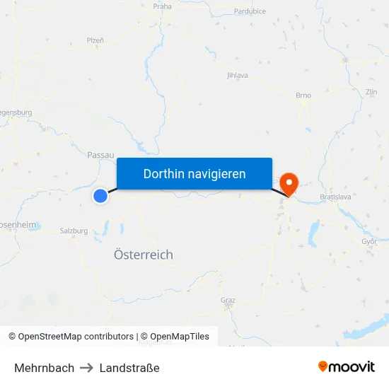 Mehrnbach to Landstraße map