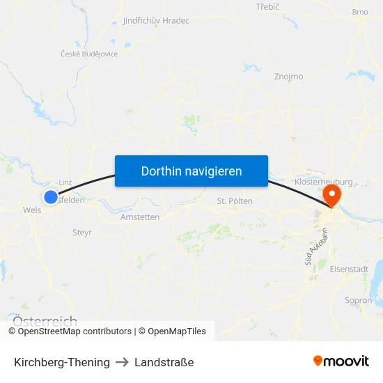 Kirchberg-Thening to Landstraße map