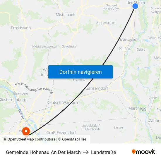 Gemeinde Hohenau An Der March to Landstraße map