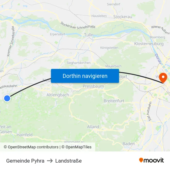 Gemeinde Pyhra to Landstraße map