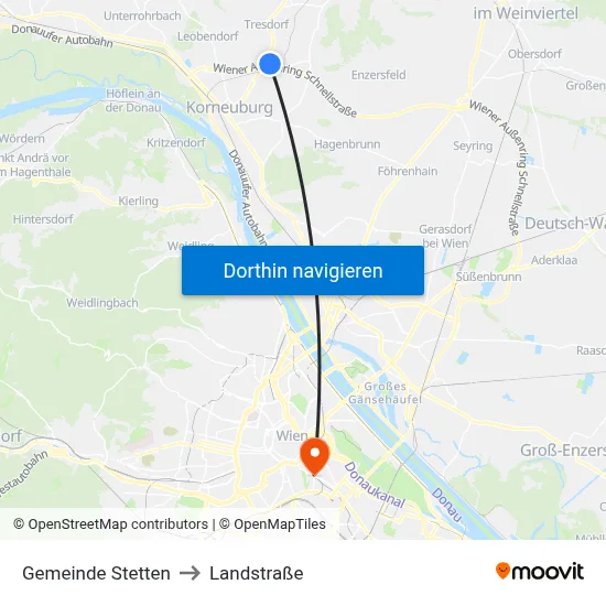 Gemeinde Stetten to Landstraße map