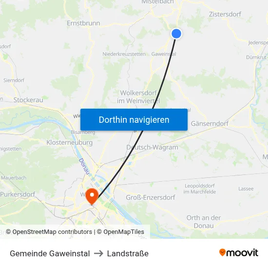 Gemeinde Gaweinstal to Landstraße map