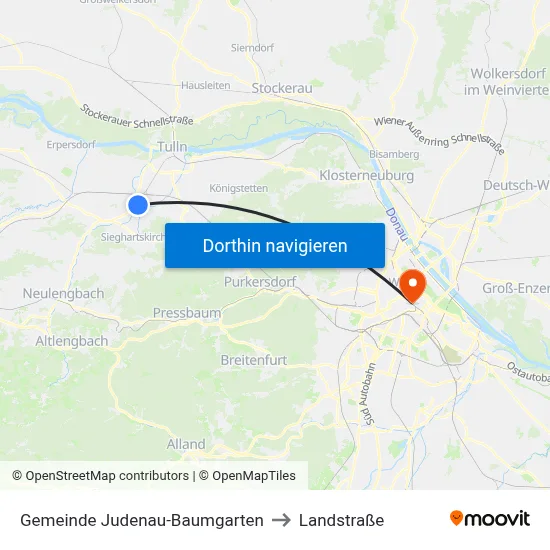 Gemeinde Judenau-Baumgarten to Landstraße map