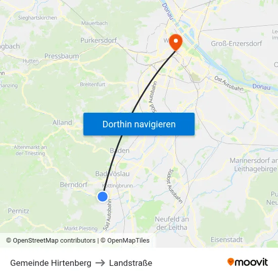 Gemeinde Hirtenberg to Landstraße map