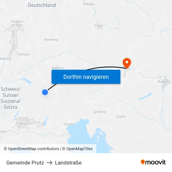 Gemeinde Prutz to Landstraße map