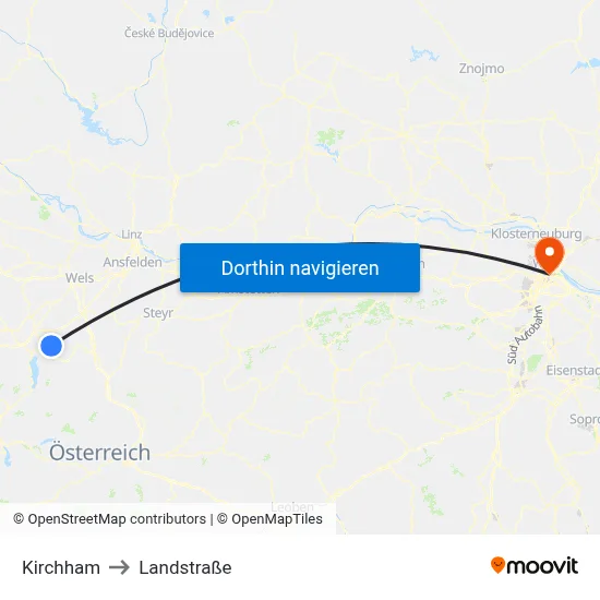 Kirchham to Landstraße map