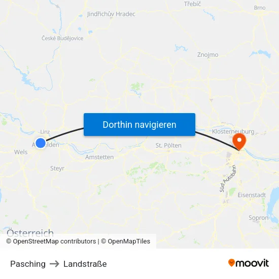 Pasching to Landstraße map