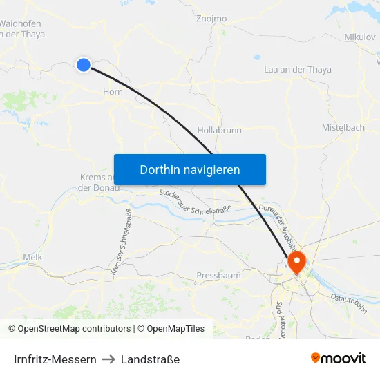 Irnfritz-Messern to Landstraße map