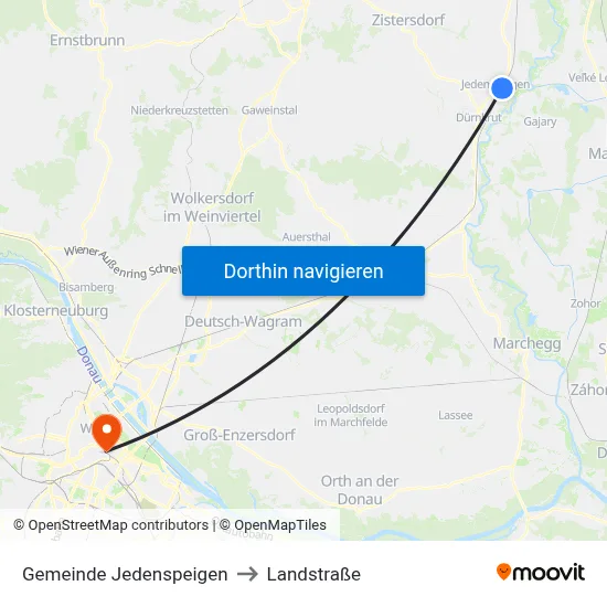 Gemeinde Jedenspeigen to Landstraße map