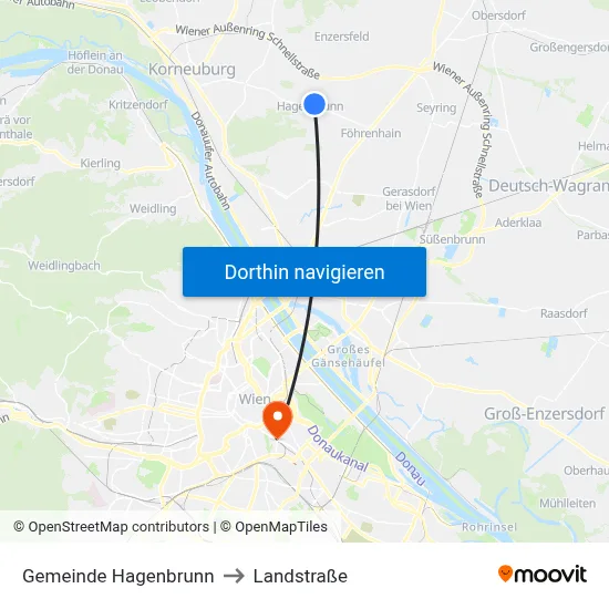 Gemeinde Hagenbrunn to Landstraße map