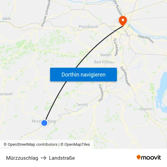 Mürzzuschlag to Landstraße map