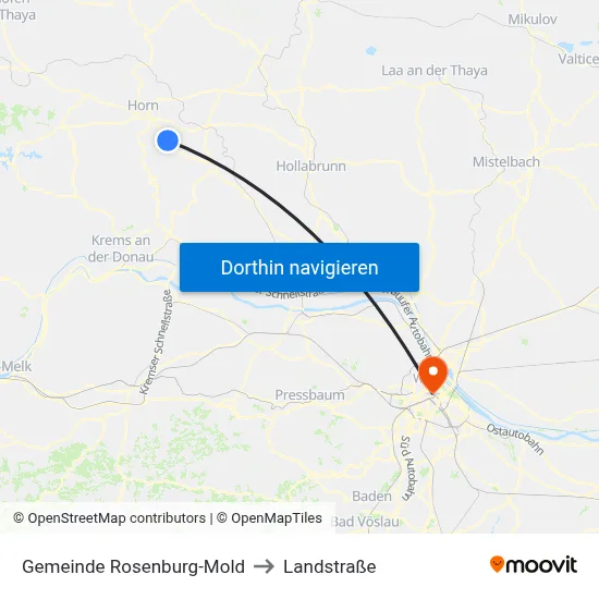 Gemeinde Rosenburg-Mold to Landstraße map