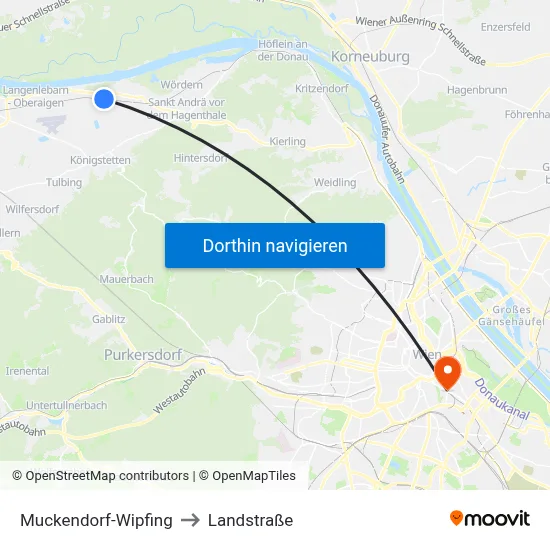 Muckendorf-Wipfing to Landstraße map