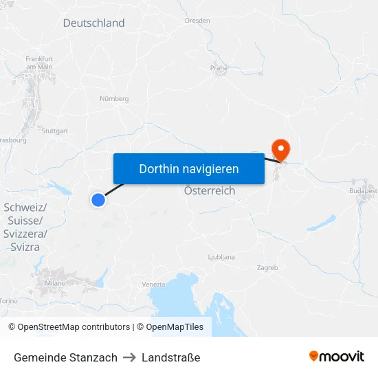 Gemeinde Stanzach to Landstraße map