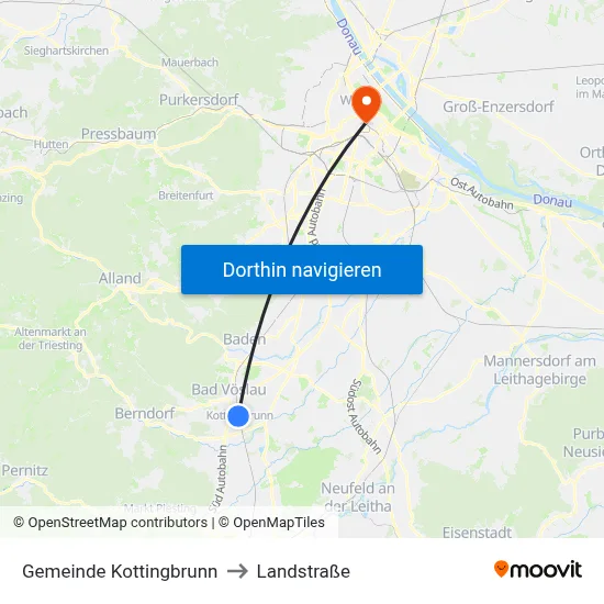 Gemeinde Kottingbrunn to Landstraße map