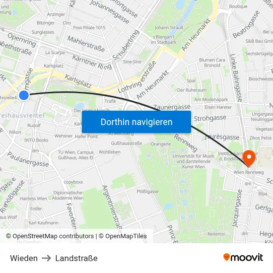 Wieden to Landstraße map
