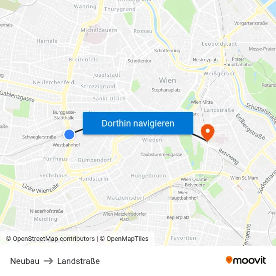 Neubau to Landstraße map