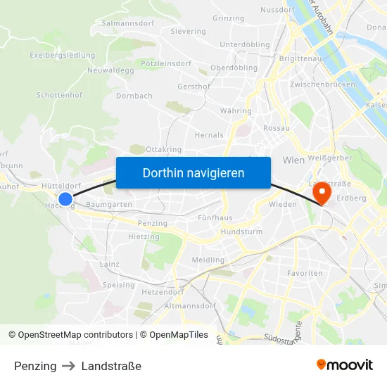 Penzing to Landstraße map