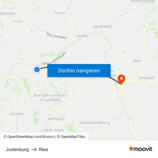 Judenburg to Ries map