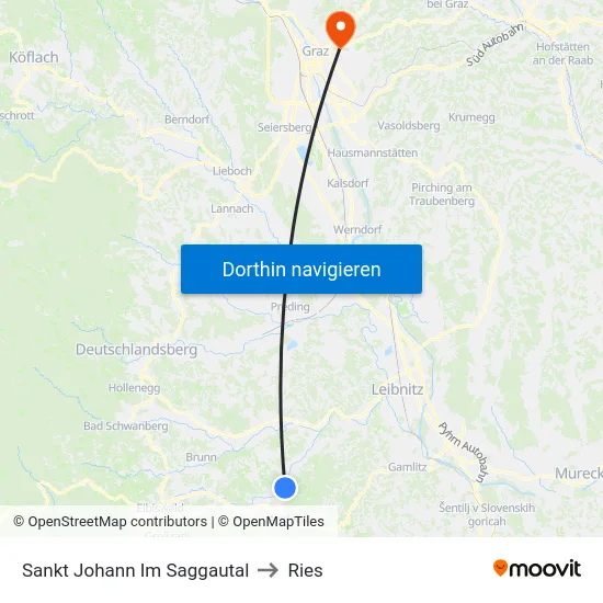 Sankt Johann Im Saggautal to Ries map
