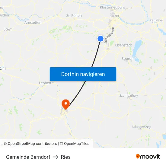 Gemeinde Berndorf to Ries map