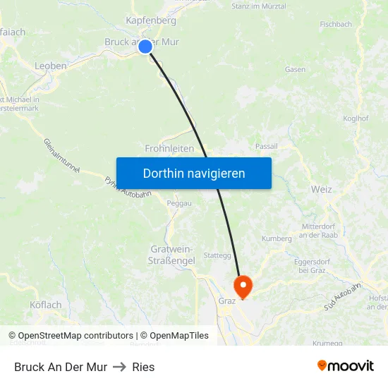 Bruck An Der Mur to Ries map