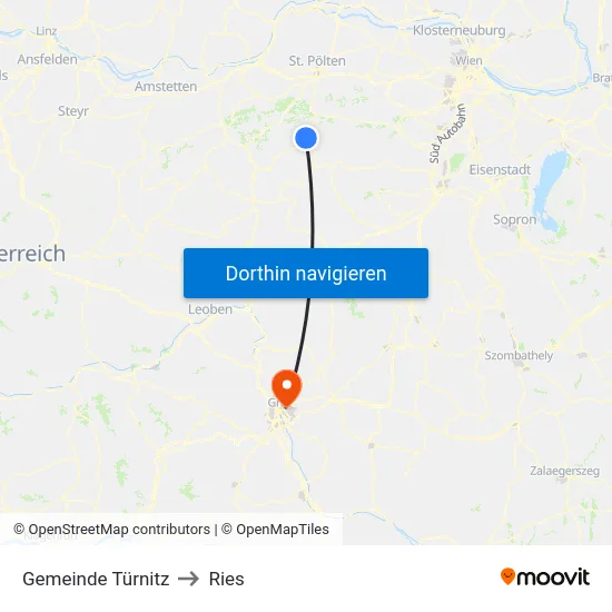 Gemeinde Türnitz to Ries map