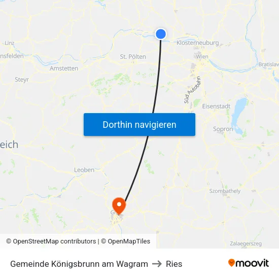 Gemeinde Königsbrunn am Wagram to Ries map