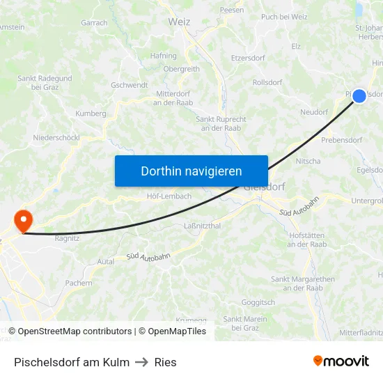 Pischelsdorf am Kulm to Ries map