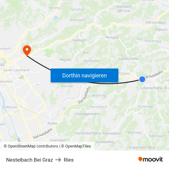 Nestelbach Bei Graz to Ries map