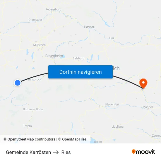 Gemeinde Karrösten to Ries map