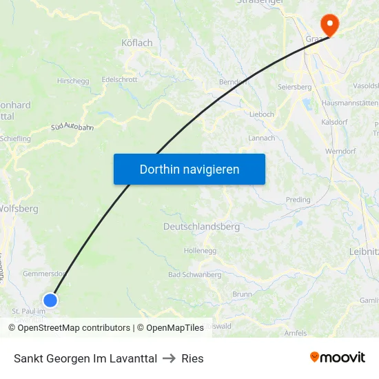 Sankt Georgen Im Lavanttal to Ries map