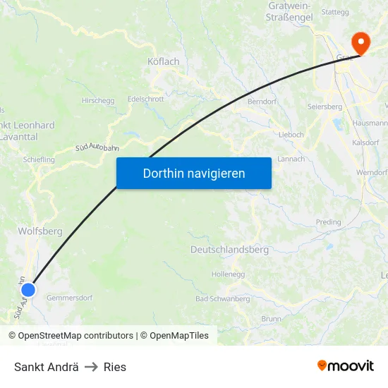 Sankt Andrä to Ries map