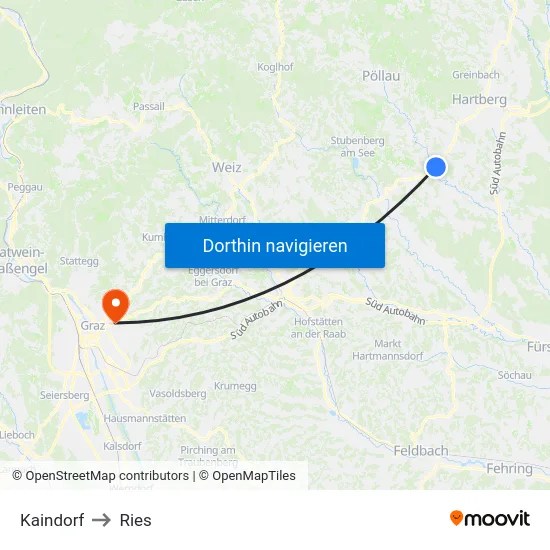 Kaindorf to Ries map