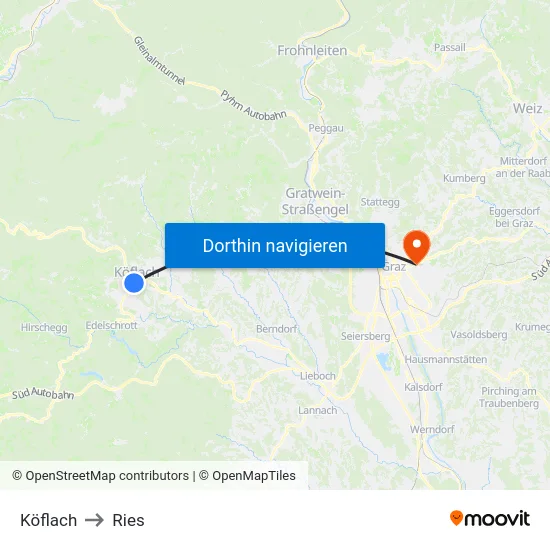 Köflach to Ries map