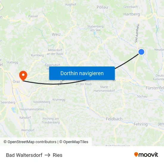 Bad Waltersdorf to Ries map