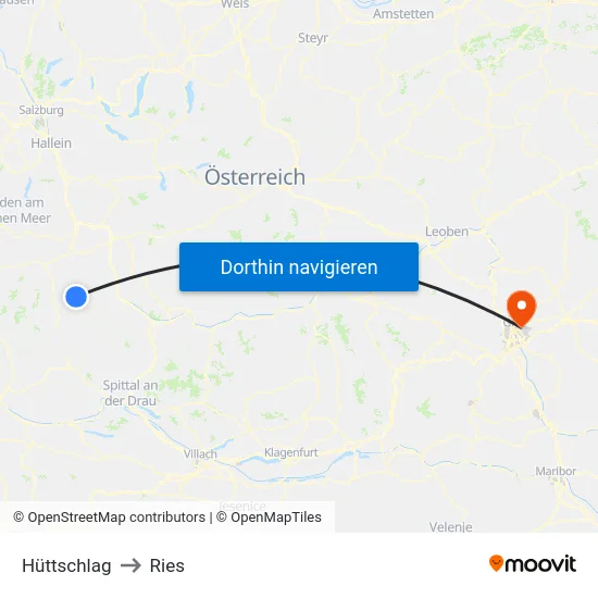 Hüttschlag to Ries map