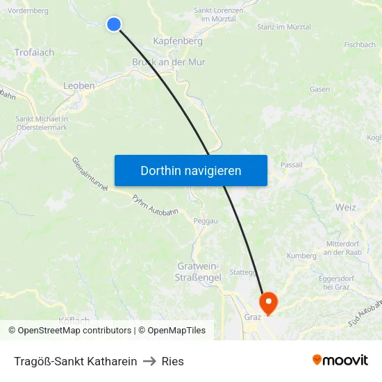 Tragöß-Sankt Katharein to Ries map