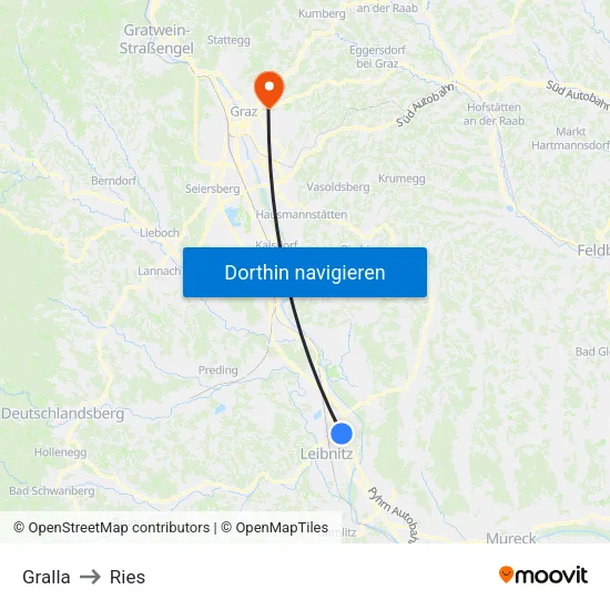 Gralla to Ries map